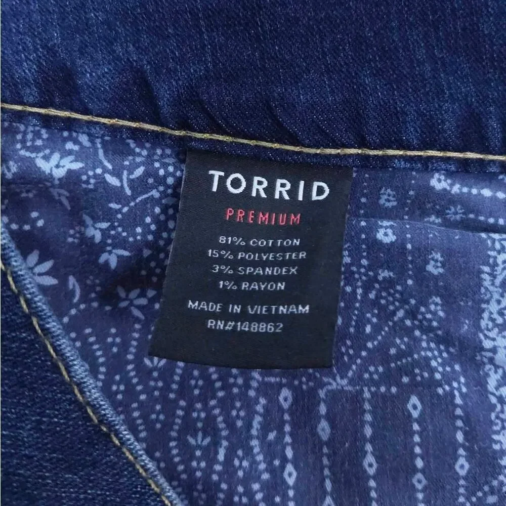 TORRID New With Tags Medium Blue Wash Whiskered Stretch Skinny Jeggings Size 22T